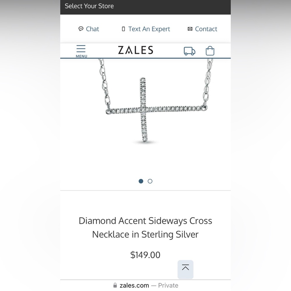 ZALES Diamond Accent Sideways Cross Necklace in Sterling Silver